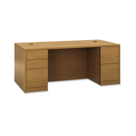 HON Pedestal Desk, 36 in D, 72" W, 29.5" H, Harvest, Woodgrain Laminate H105890.CC